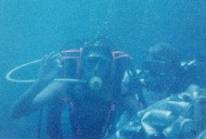 ... scouring the deep for litter 