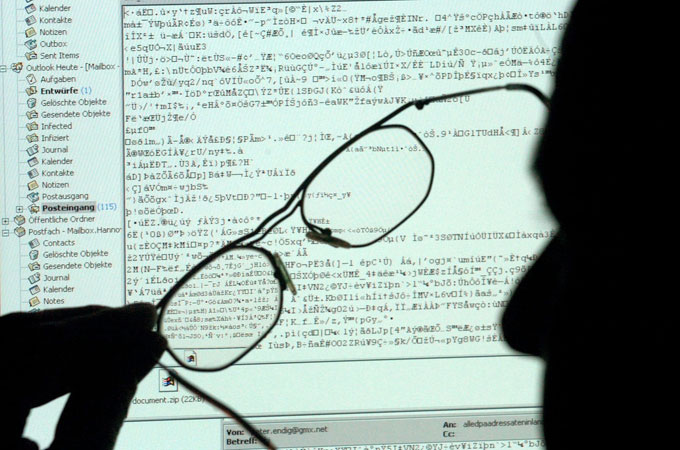 Computer screen showing virus