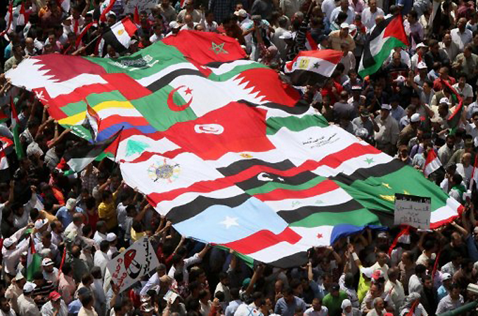 Egypt Tahrir Square - Arab flags