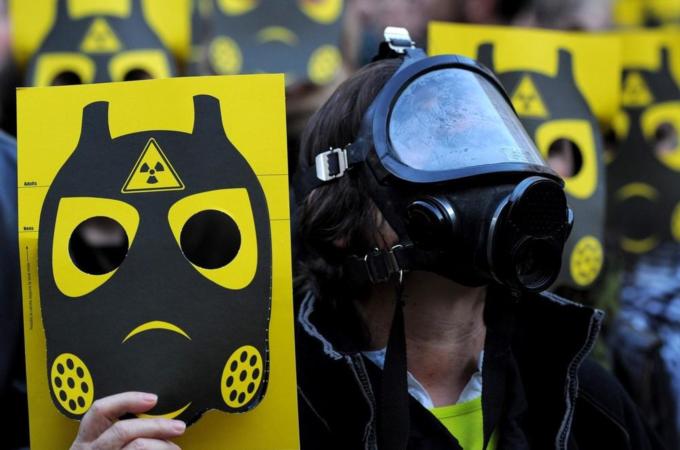 Anti-nuclear activists participate in a