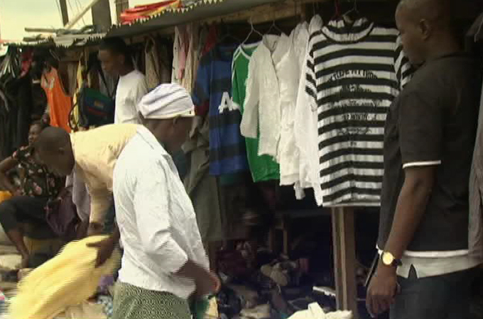 Second-hand clothes market in Lagos, Nigeria