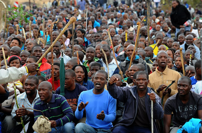 Striking miners in South Africa