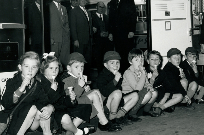 Children enjoying gelato in Paris, 1962