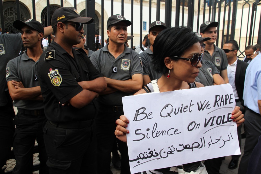 Tunisian civil society groups expressed outrage at the trial of the woman.