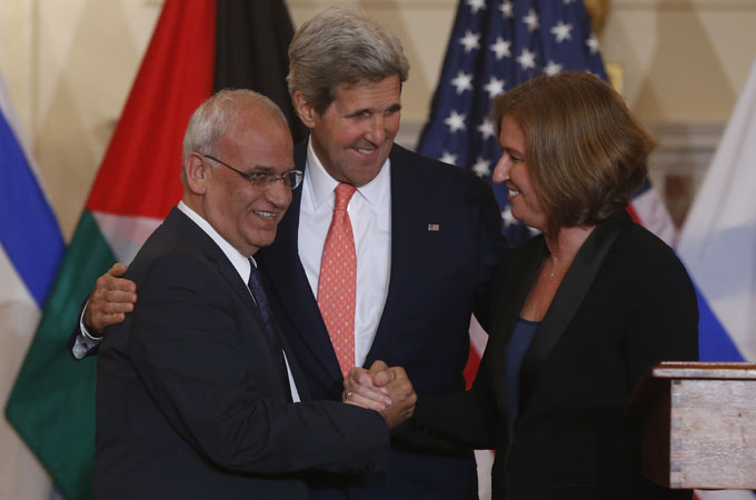 John Kerry, Tzipi Livni, Saeb Erekat