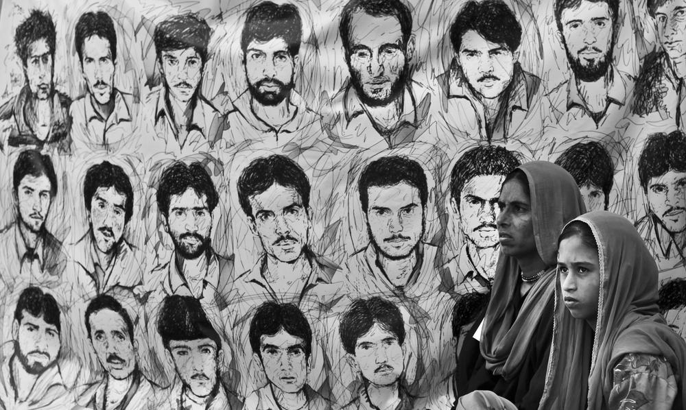 <p>A Kashmiri girl and her mother, whose husband has disappeared, move past portraits of youth who have disappeared in Indian-administered Kashmir. The Association of Parents of Disappeared Persons (APDP) say some 8,000-10000 people have disappeared in course of the conflict.</p>