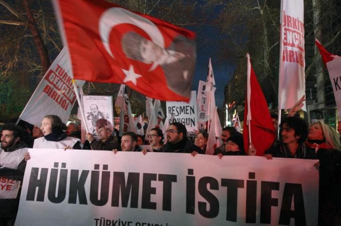 Turks are calling for the ruling AKP party to resign amid graft scandals [AFP]