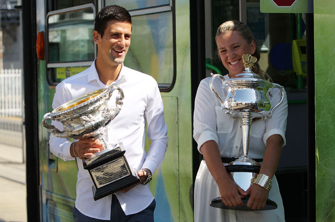 Novak Djokovic and Victoria Azarenka both won their maiden Grand Slams at the Australian Open [Getty Images]