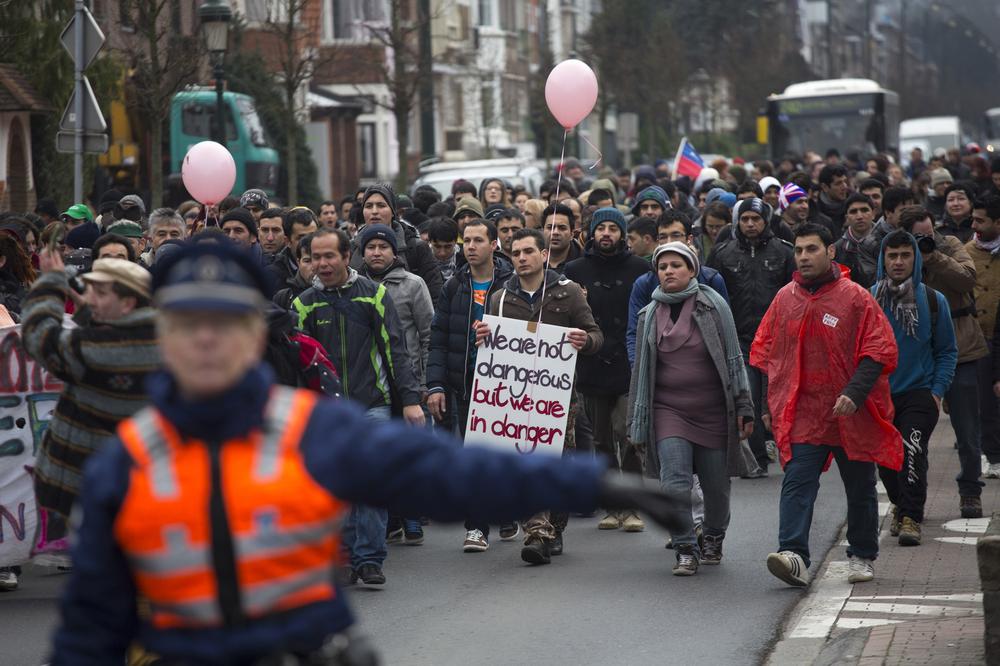 <p>The 70-km march from Brussels to Ghent was escorted by the Belgian police.</p>