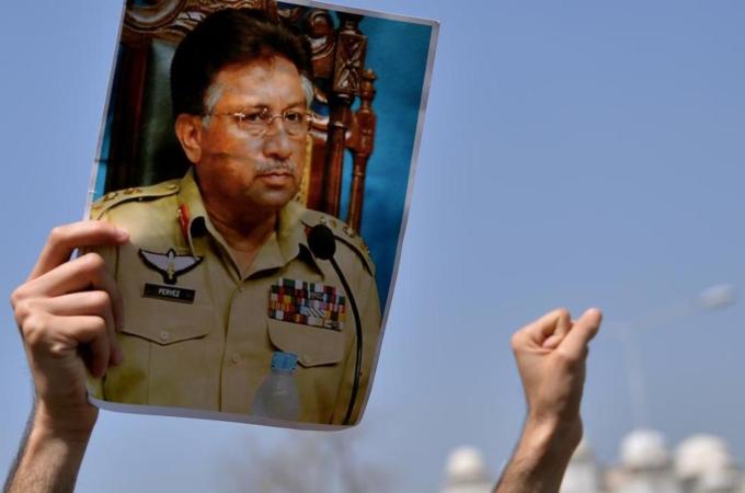General Pervez Musharraf was indicted on five counts, including treason [AFP]