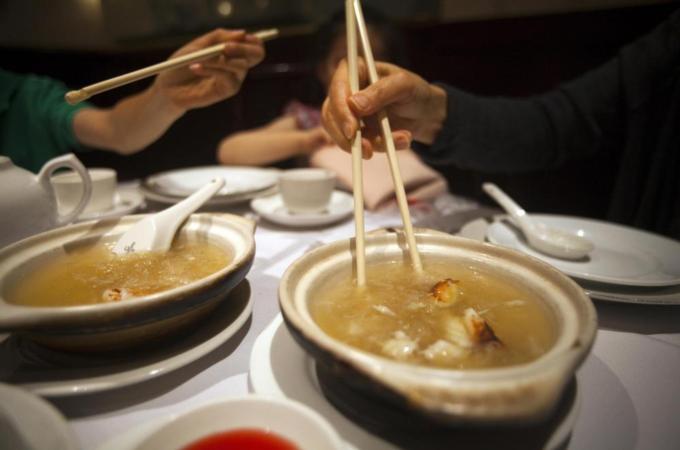 Diners often describe the taste and texture of shark fin as similar to rice noodles [Reuters]