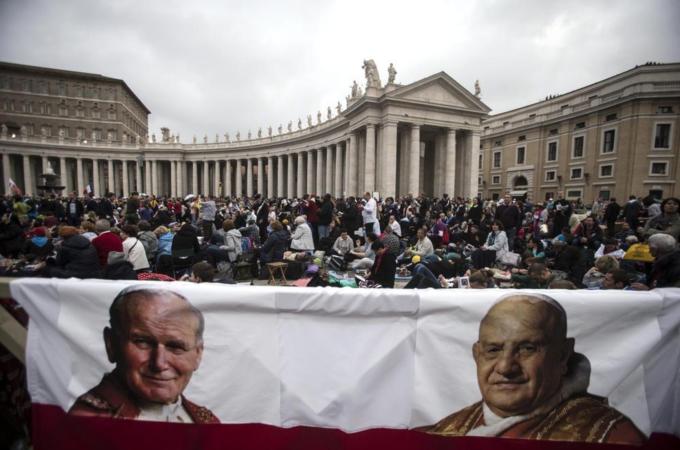 One million pilgrims are expected to gather in Rome for the canonisation of two previous popes [EPA]
