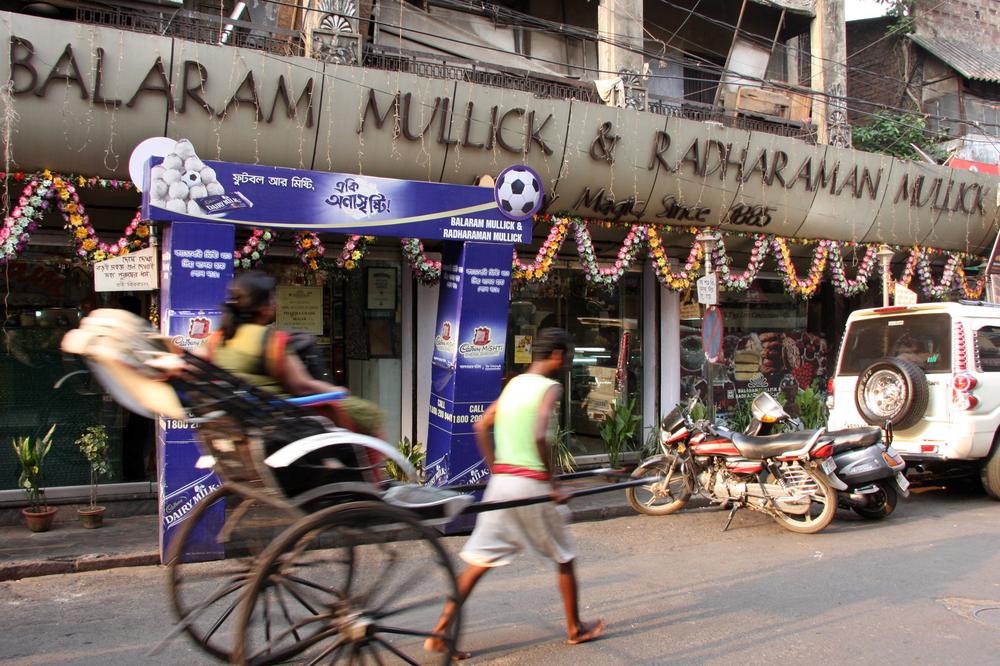 <p>The main outlet of Balaram Mullick & Radharaman Mullick in Kolkata where they sell "nirbachoni mishti" or poll sweets.</p>