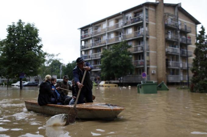 Rivers have flooded the vast majority of Obrenovac's residential areas [AP]
