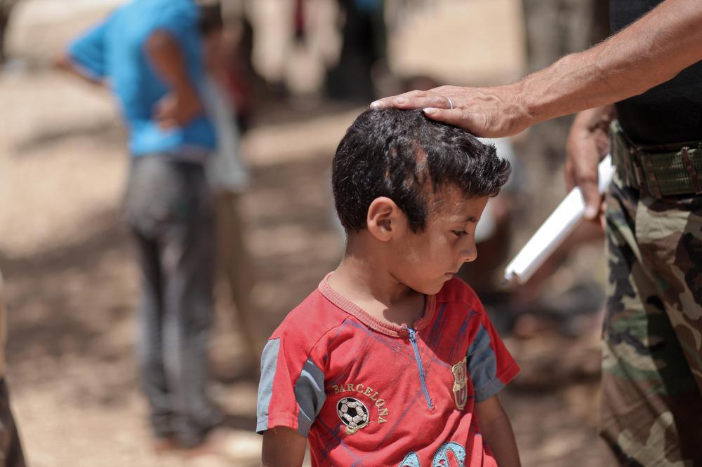 <p>Mohammed, 9 years old, fled Kafr Zaita along with his family after an alleged chemical attack by the Syrian forces that targeted their village.</p>