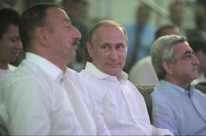 Russian President Vladimir Putin has hosted a meeting between Azerbaijani President  Ilham Aliyev and Armenian President Serzh Sargsyan over tensions in the Nagorno-Karabakh region [Reuters]