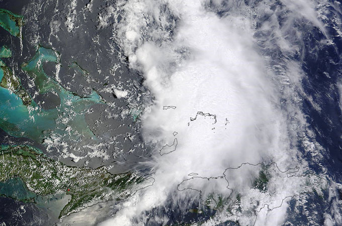 Cristobal strengthened to a hurricane on Monday, becoming the third of the Atlantic season [Reuters/NASA]