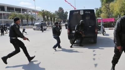 Tunisian security services take position after gunmen took hostages near National Bardo Museum [EPA]