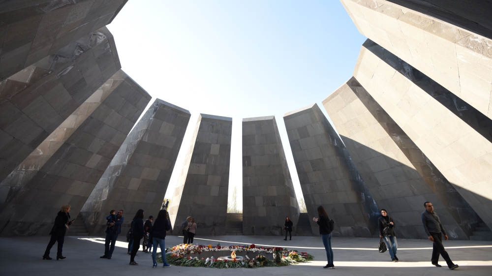 People visiting the Armenian ''Genocide'' Memorial in Yerevan [AFP]