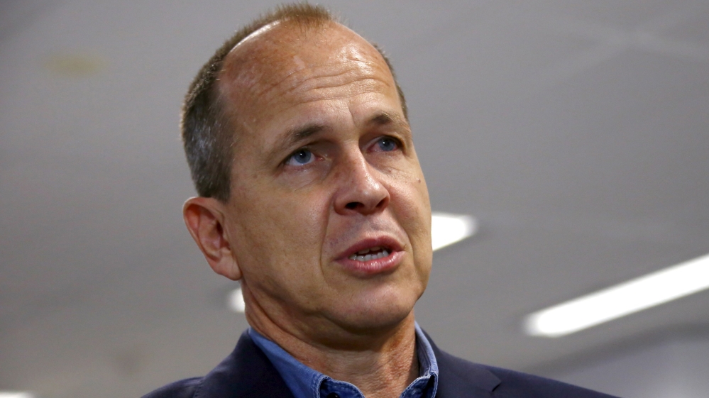 Al Jazeera reporter Peter Greste talks during interview with Reuters in Sydney