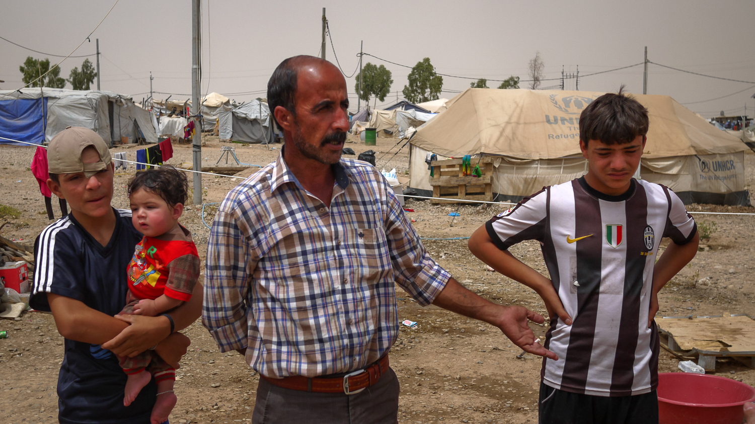 Baharka camp, Erbil, Iraq. After the Islamic State of Iraq and the Levant (ISIL) stormed the northern city of Mosul a year ago, thousands of displaced residents found shelter at the Baharka