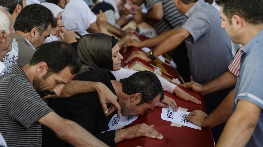 Mourners shouted slogans against ISIL and President Erdogan for his lack of action in tackling the armed group's rise [Getty]