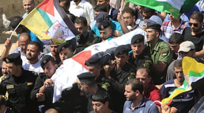 Mourners carried the body of Saad Dawabsheh during his funeral in the village of Duma [Reuters]