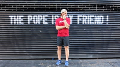 Graffiti in Manhattan declares 'The pope is my friend' [James Reinl/Al Jazeera]