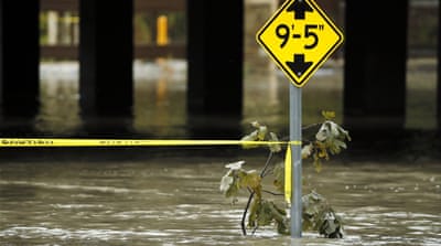 A flooded roadway in Dallas, Texas [AP] 