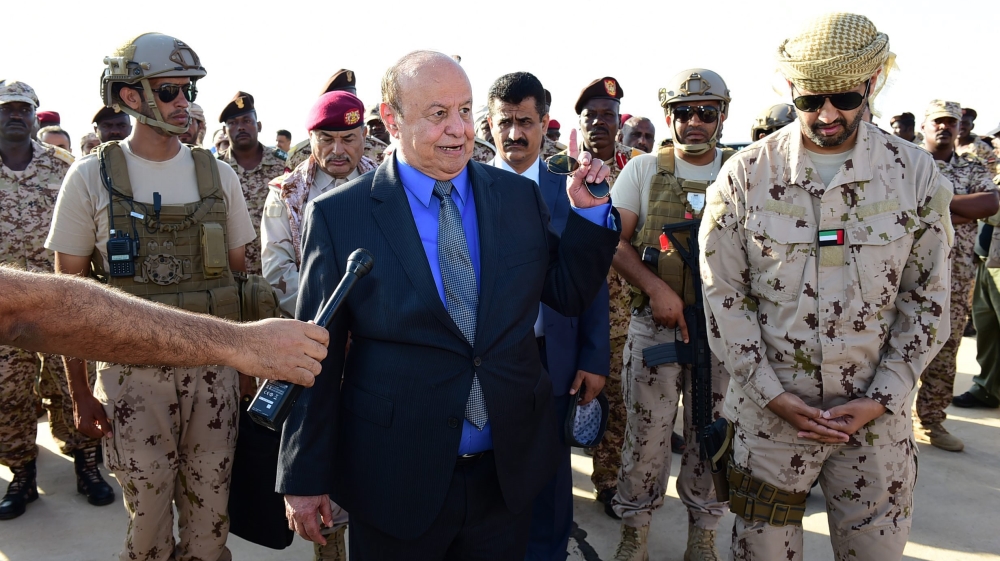 Yemeni President Hadi in the Al-Anad airbase