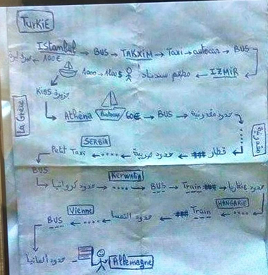 Travel plans allegedly found on the eight suspects [Anadolu Agency]