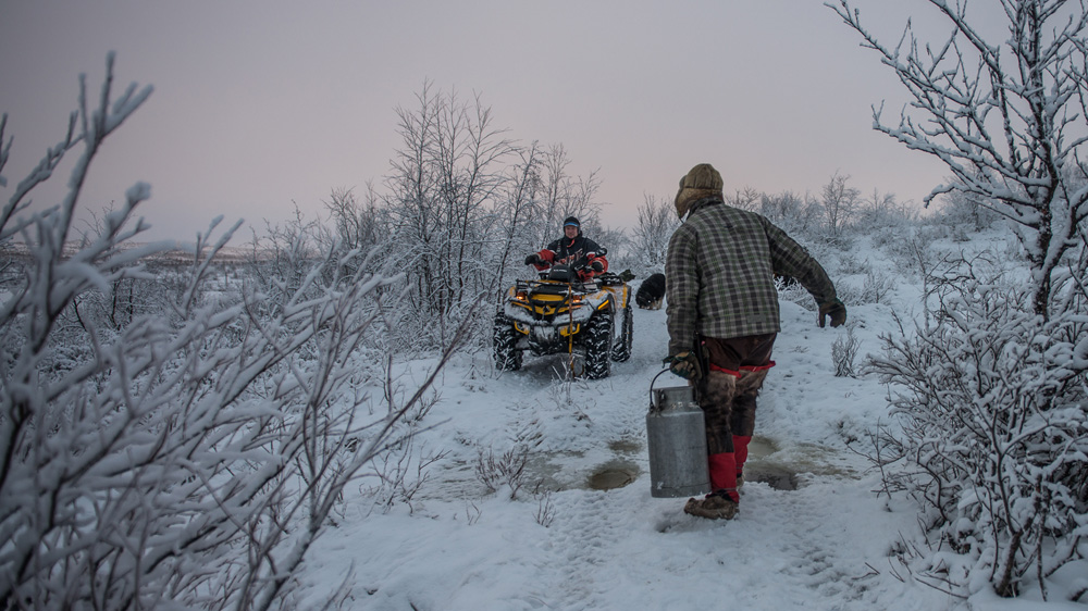 'The reindeer can get through the snow but not through the ice, they can't get to the food,' says Utsi [Felix Gaedtke/Al Jazeera] 