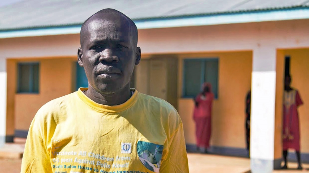 Matthew  Deng  , the nurse who runs the clinic at Nyamlell, said he is struggling to provide care with the shortage of supplies[Caitlin McGee/Al Jazeera]