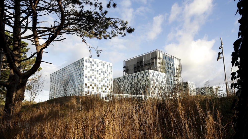The new courtroom of the ICC is seen during a press tour of the brand new ICC headquarters in the Hague
