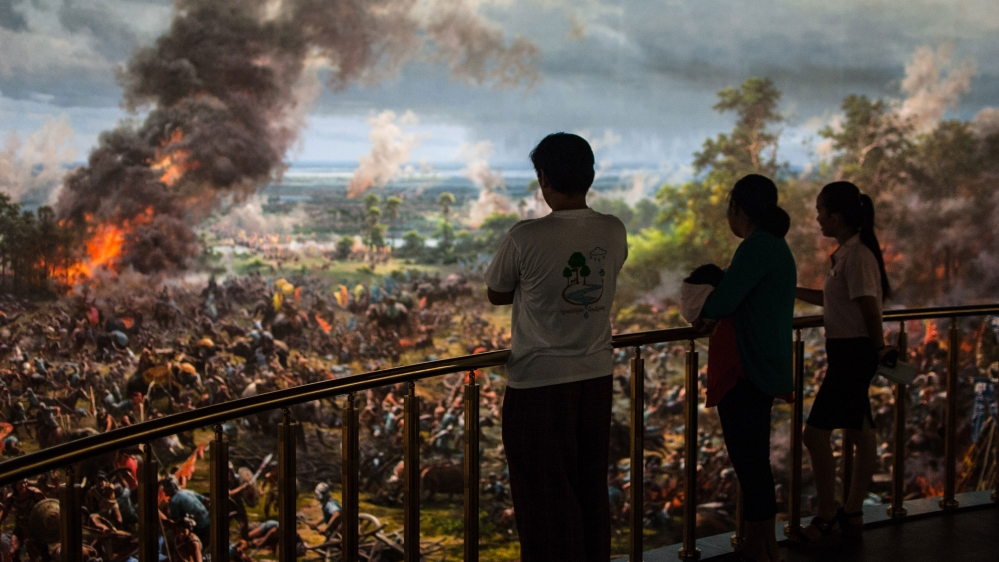 The panorama painting depicts detailed battle scenes [Sebastian Strangio/Al Jazeera]