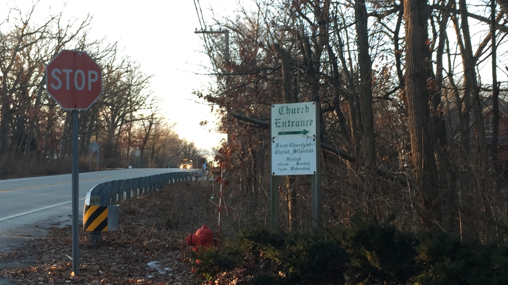 Although the flyer warned of traffic congestion as a result of the vacant church being turned into a mosque, it is located in a quite remote area [Ray Hania/Al Jazeera]