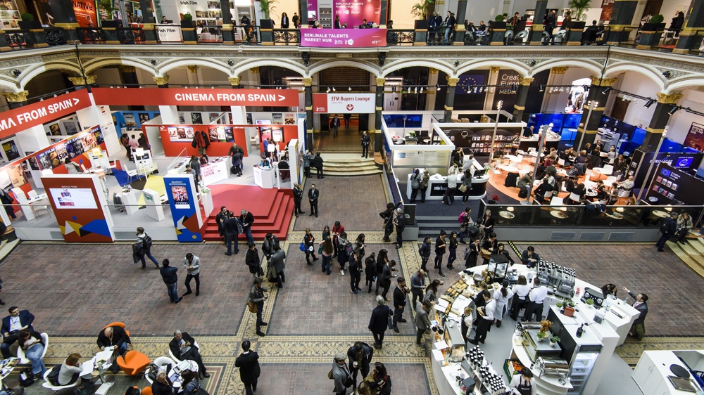 A general view of the European Film Market during the 66th Berlinale International Film Festival in Berlin [Clemens Bilan/Getty Images]