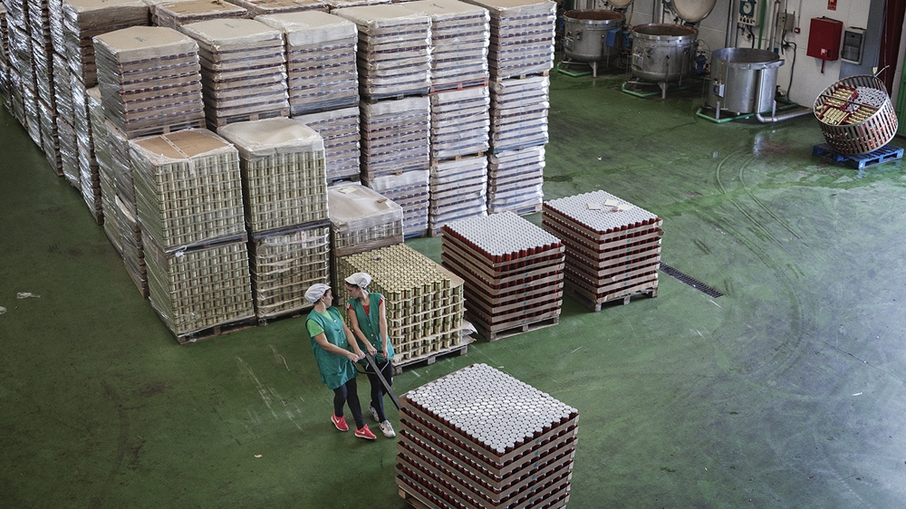 The factory cans and jars the produce produced on the land. Many villagers start work here upon finishing school at 16 [Hagar Jobse/Al Jazeera] 