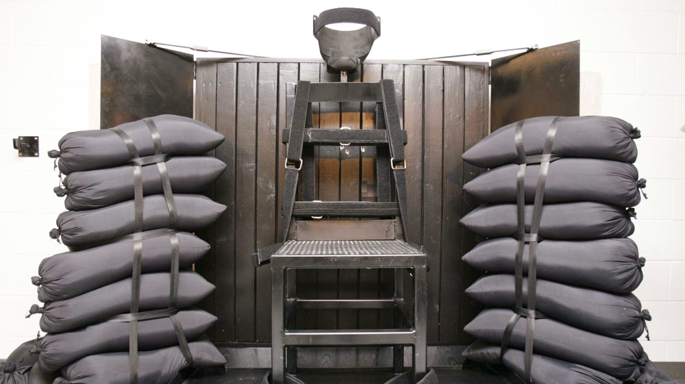 The execution chamber at the Utah State Prison is seen after Ronnie Lee Gardner was executed by a firing squad in Draper
