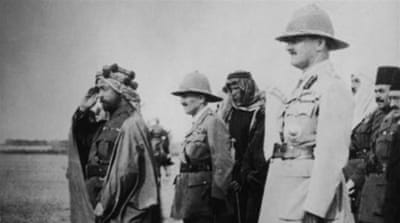 Emir Abdullah ibn Hussein of Transjordan, Lord Allenby and TE Lawrence attend a military review during the Arab Revolt, circa 1917 [Getty]