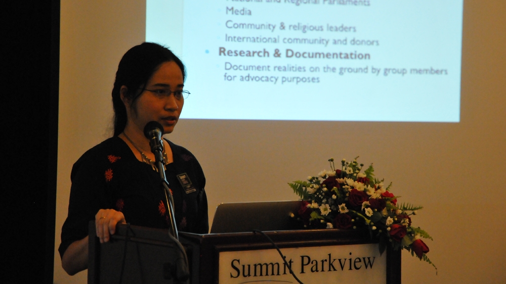 Dr Nang Pann Ei Kham, coordinator of the Drug Policy Advocacy Group, speaks about the deadly addiction that is devastating local communities [Dr Nang Pann Ei Kham/ Al Jazeera] 