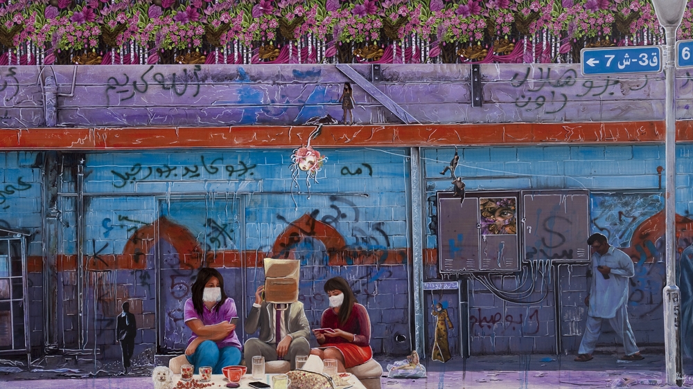 Paper Bag Towns is one of Amin's paintings [Courtesy of Shurooq Amin]