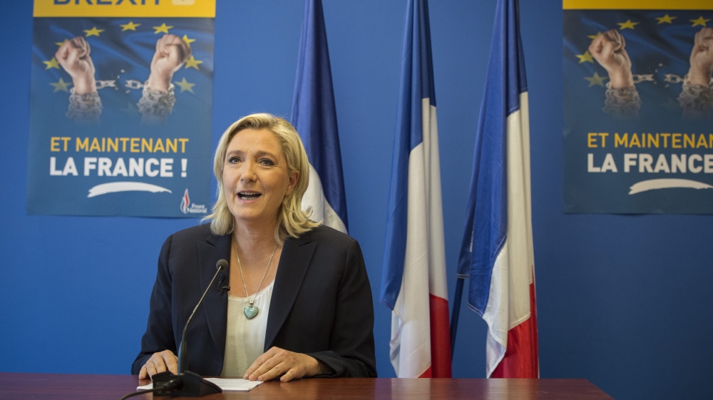 Le Pen, who is a member of the European Parliament, is also positioning herself to run for president of France in elections next year [Jeremy Lempin/EPA]