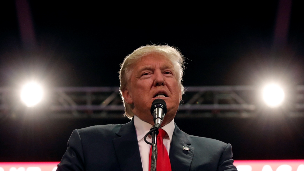 Republican presidential nominee Donald Trump speaks at a campaign rally in Loveland, Colorado