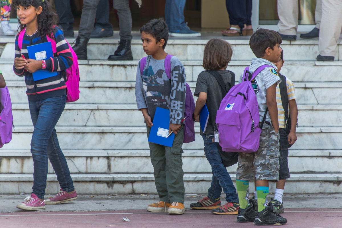 The school bell rings for refugee children in Greece/Please Do Not Use