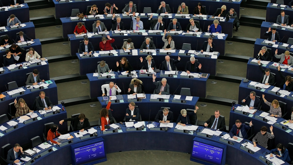 Members of the European Parliament take part in a voting session