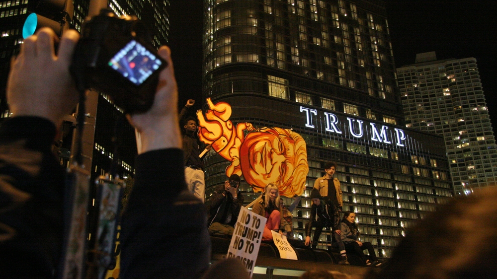 Anti-Trump protesters Chicago