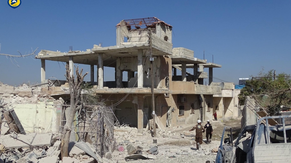   'Our small town was attacked by an intense aerial bombardment. My daughter's school was hit with eight air strikes' [Courtesy of Idlib Civil Defence Force/Al Jazeera] 