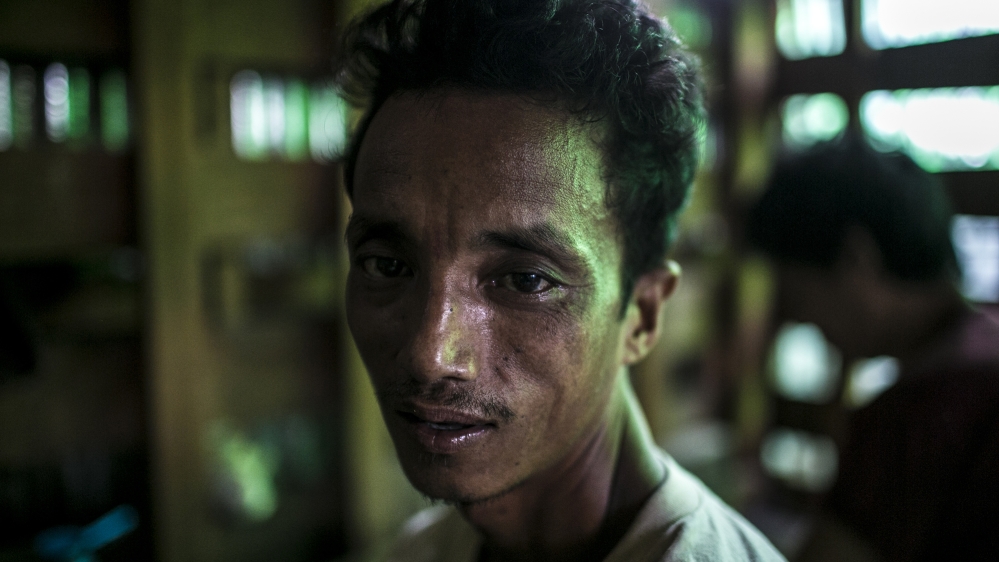 A restrained client of Pat Jasan in the 'detox room'. All clients, whether arriving in the custody of Pat Jasan volunteers or voluntarily, are required to spend an extended amount of time in the cage [David Shaw/Al Jazeera]