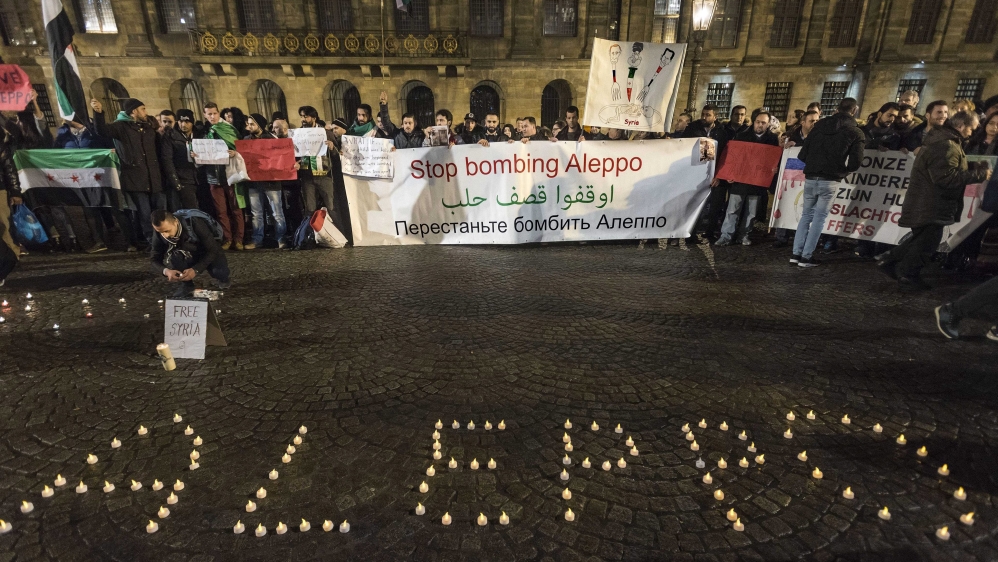 Candlelight vigil for the victims of the fighting in Aleppo